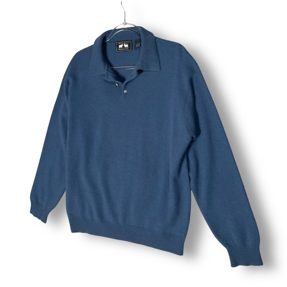 Woods & Gray 100% Cashmere Polo Sweater Sz L Long Sleeve Blue Casual Luxury - Picture 6 of 10